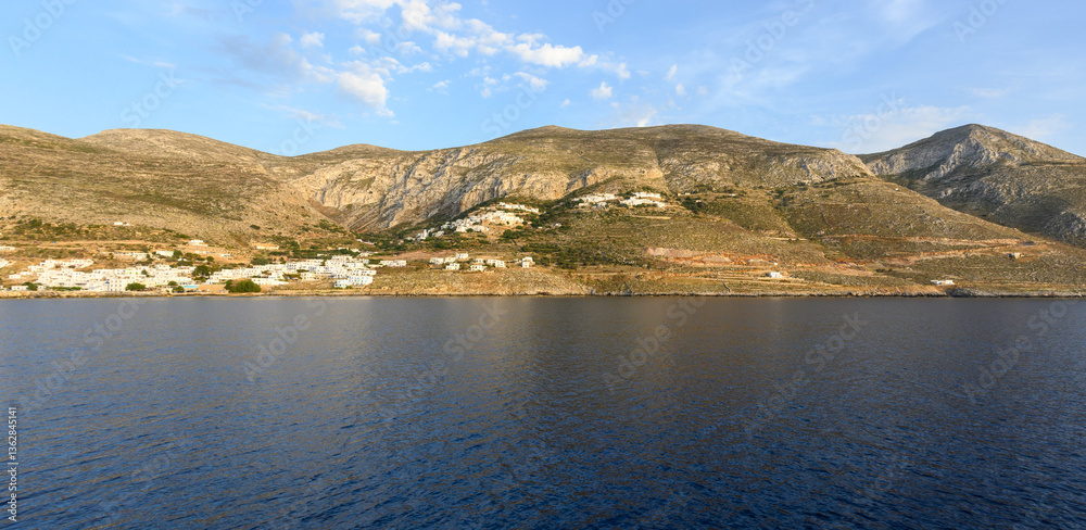 The northern side of Amorgos island. Aegiali village. Cyclades, Greece