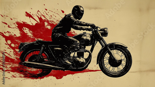 Illustration of a motorcyclist in bright colors