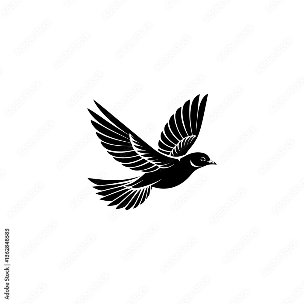 Obraz premium A dramatic bird black and white silhouette vector, 