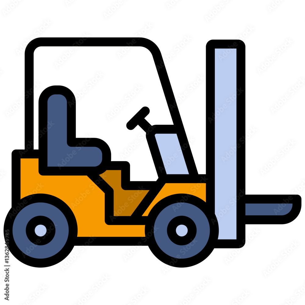 Forklift Outline Flat Design Icon - Heavy Machinery Outline Flat Design Icon Forklift Outline Flat Design Icon - Heavy Machinery Outline Flat Design Icon