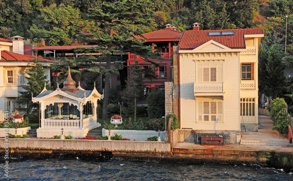 Obraz premium Istanbul, Turkey. October 2, 2011. View of a historical mansion on the Bosphorus in Istanbul, Turkey