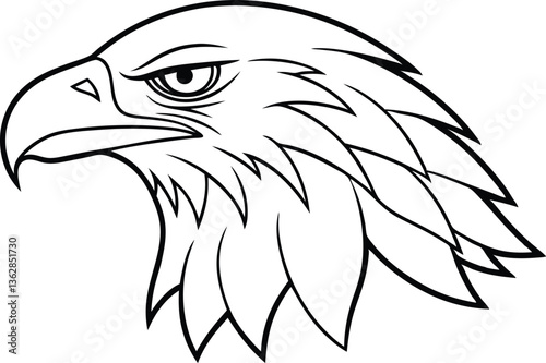 Eagle head line art vector,Eagle head outline