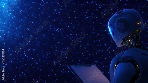 Personal AI Manager: Smart Robot with Clipboard in Digital Scene