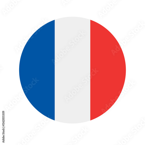 Vector flat round France flag isolated on white background