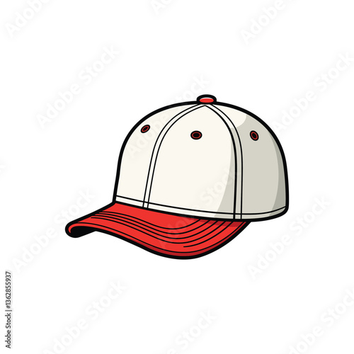 Red and White Baseball Cap Illustration