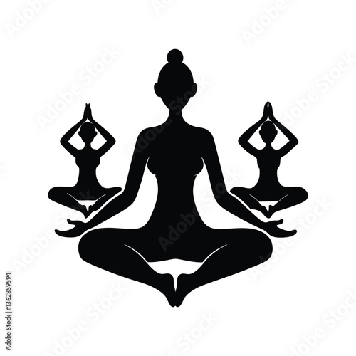 Silhouette yoga woman in lotus pose for fitness and relaxation
