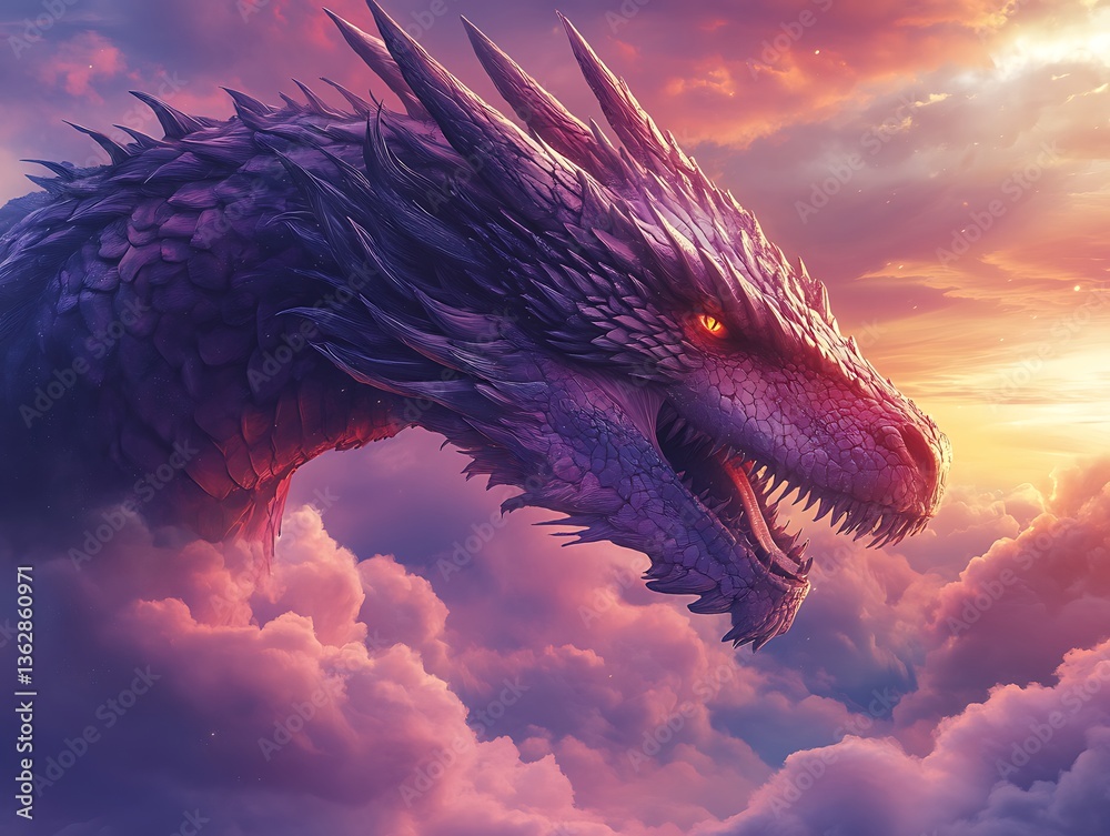 Majestic Purple Dragon Sunset Clouds. Majestic Purple Dragon Sunset Clouds.