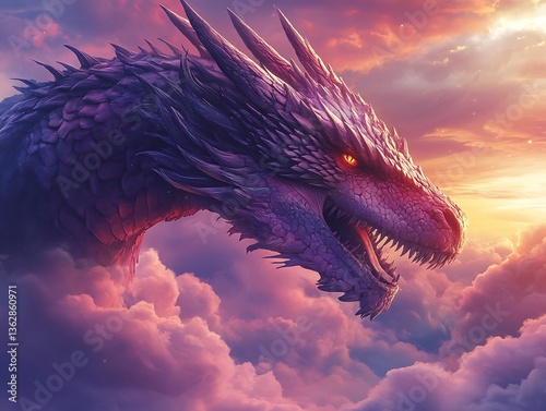 Majestic Purple Dragon Sunset Clouds.