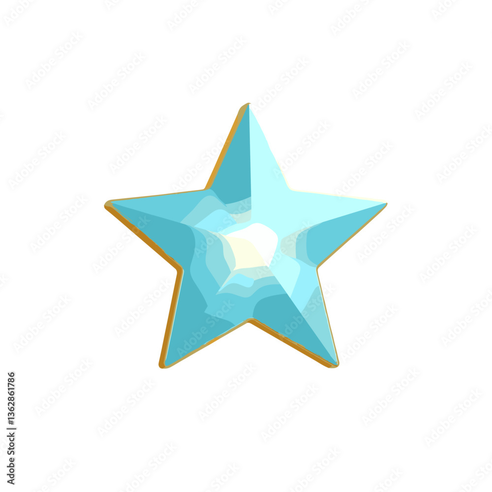 Shiny turquoise star with a gold outline in a glossy and vibrant design Shiny turquoise star with a gold outline in a glossy and vibrant design