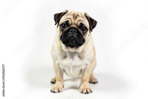 Adorable pug dog, isolated on white background , stock photo, animal