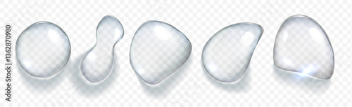 Water bubble, realistic  collagen oil or essence,  model isolated on transparent background. Vector  circle water drop icon
