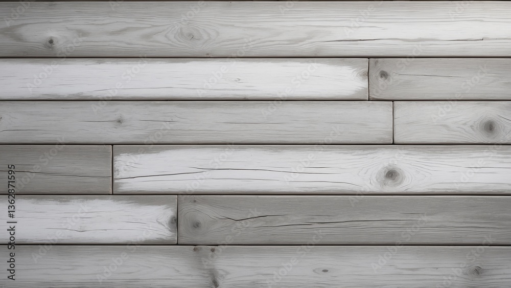 Obraz premium Rustic worn white paint on gray wood board background