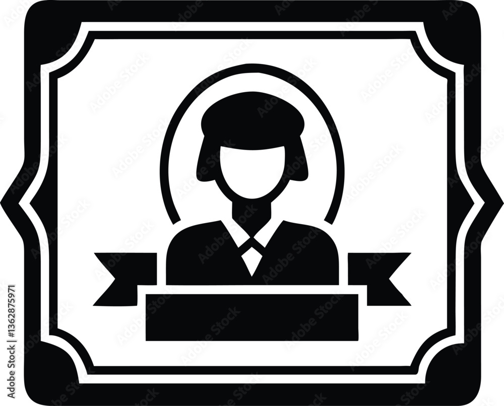 A professional certificate icon featuring a person with a suit and bow A professional certificate icon featuring a person with a suit and bow
