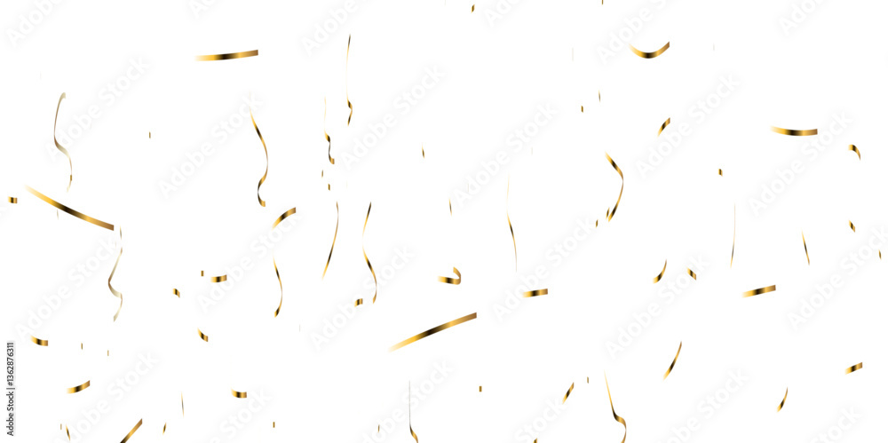 Fototapeta premium Golden glitter confetti falling down on transparent background. Vector illustration.