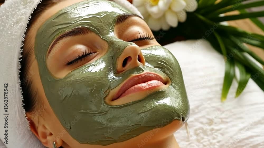 Client Receives a Soothing Facial Mask at a Beauty Salon Generative AI