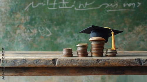 Wallpaper Mural Academic cap on stacked coins education investment Torontodigital.ca