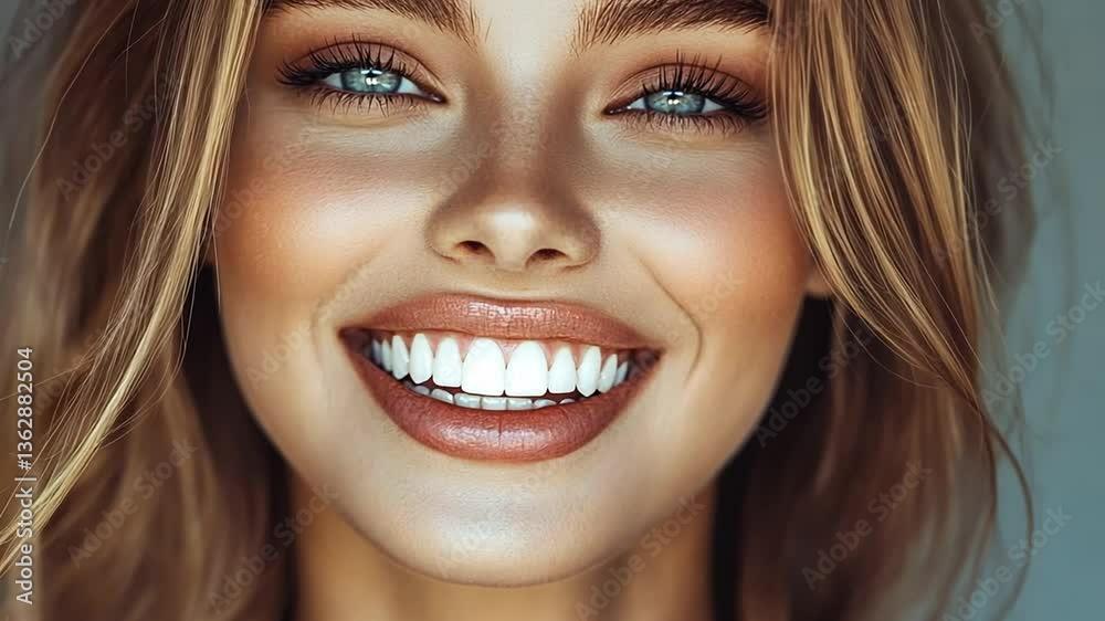 Bright Smile of a Woman Showcasing Dental Health and Beauty Generative AI Bright Smile of a Woman Showcasing Dental Health and Beauty Generative AI