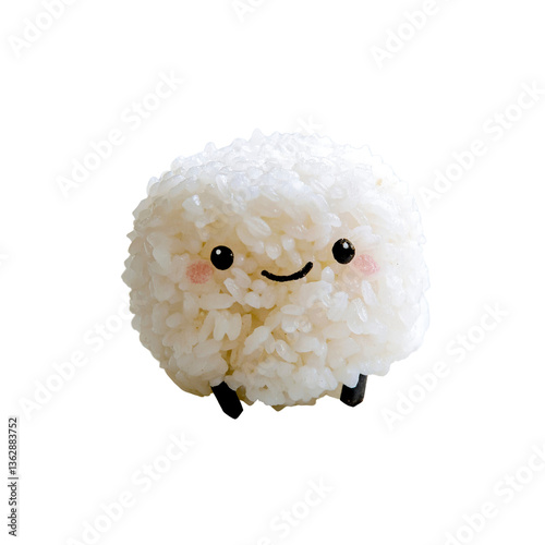Adorable Rice Ball Character Kawaii Onigiri with Happy Face