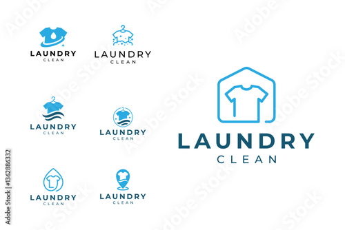 collection of laundry logo designs.