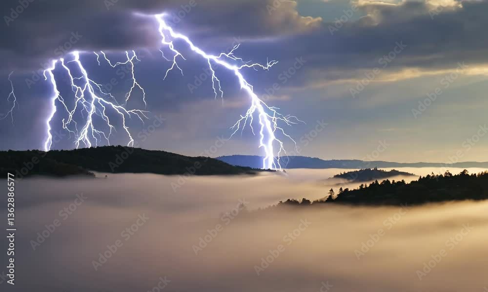 lightning over lake