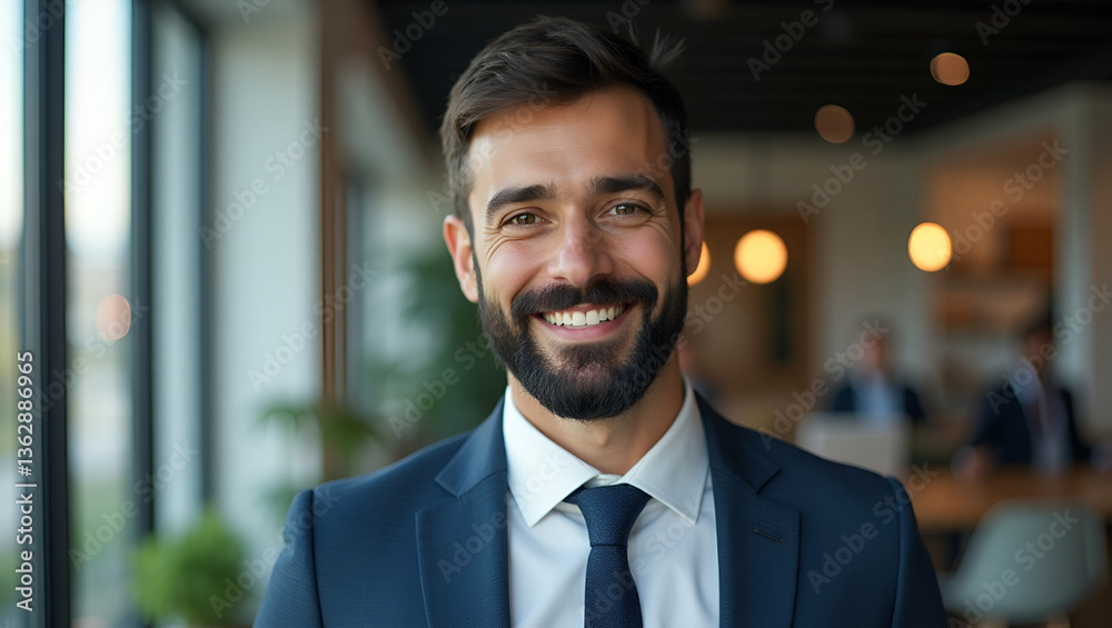 Flat Happy smiling bearded indian business man small business owner company leader sales manager successful lawyer looking at camera standing in office headshot portrait concept as Happy smiling beard Flat Happy smiling bearded indian business man small business owner company leader sales manager successful lawyer looking at camera standing in office headshot portrait concept as Happy smiling beard