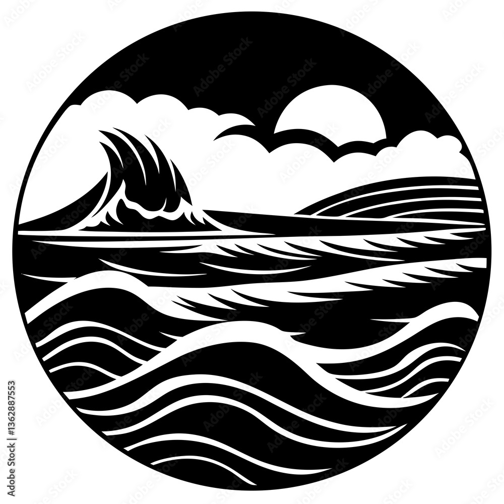 Ocean Silhouette Vector Ocean Silhouette Vector
