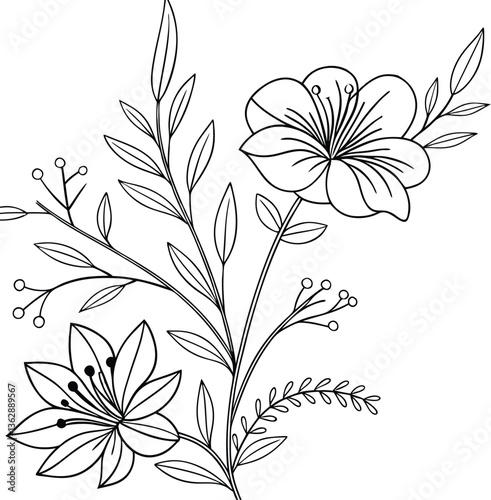 Seamless Hand-Drawn Flowers Pattern Vector Image for Elegant Designs