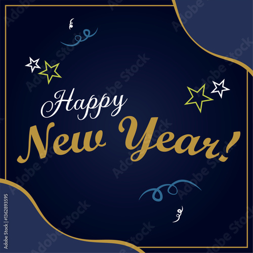 Blue happy new year invitational card Vector