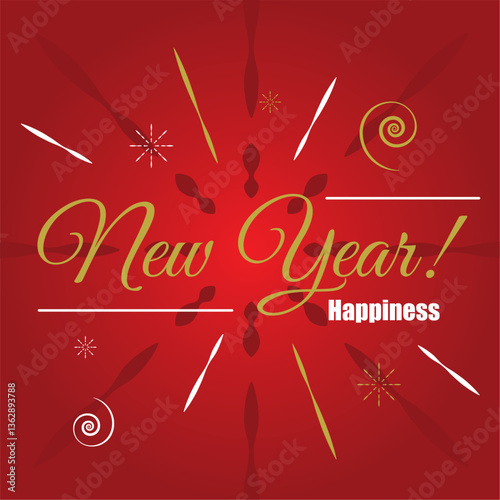 Red Happy new year invitational card Vector