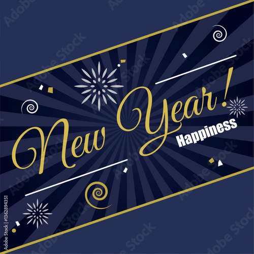 Blue happy new year invitational card Vector