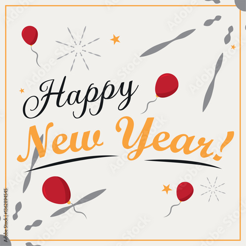 White happy new year invitational card Vector