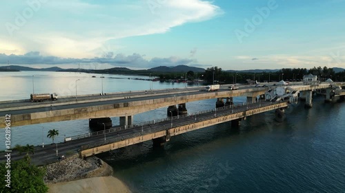 Wallpaper Mural Automobile bridge across the sea strait from the continent to the island. Video from a drone. Part 2 Torontodigital.ca