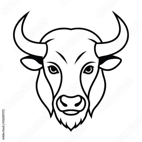 Wallpaper Mural bison head vector line art  Torontodigital.ca
