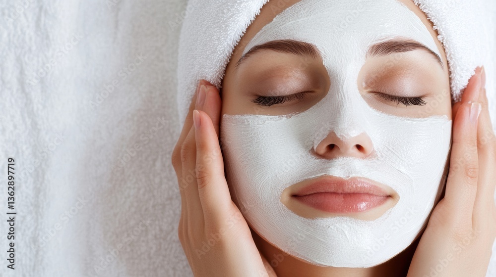 Serene Minimalist Spa Ritual Gen Z Wellness Skincare Treatment Showcasing Professional Dermatological Facial Mask in Pure, Calming Aesthetic Serene Minimalist Spa Ritual Gen Z Wellness Skincare Treatment Showcasing Professional Dermatological Facial Mask in Pure, Calming Aesthetic