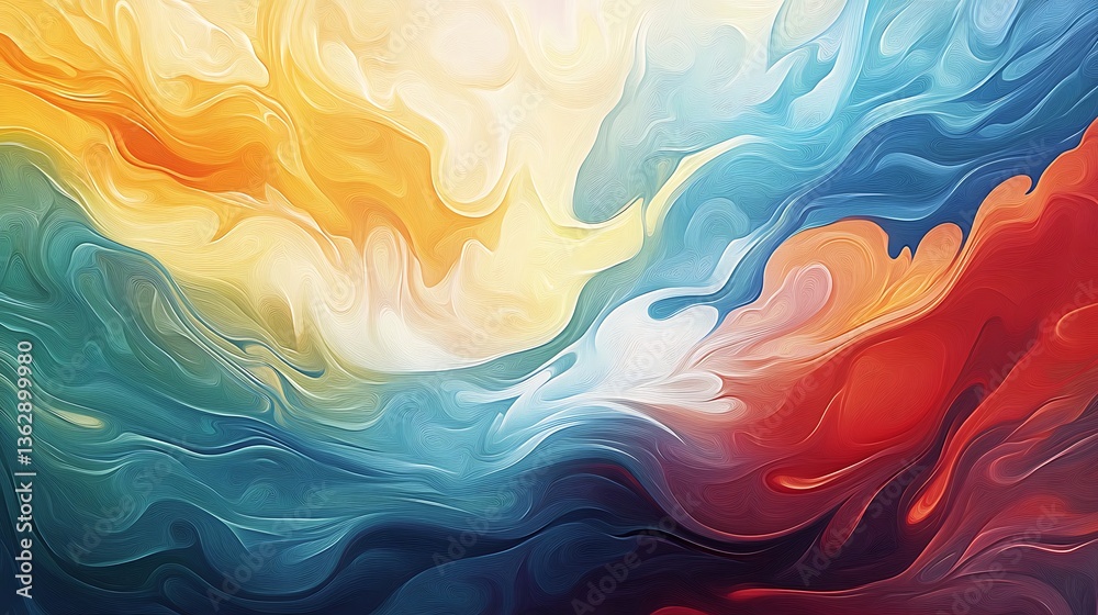 Abstract Digital Painting: Warm and Cool Hues Intertwine AI Generated Abstract Digital Painting: Warm and Cool Hues Intertwine AI Generated