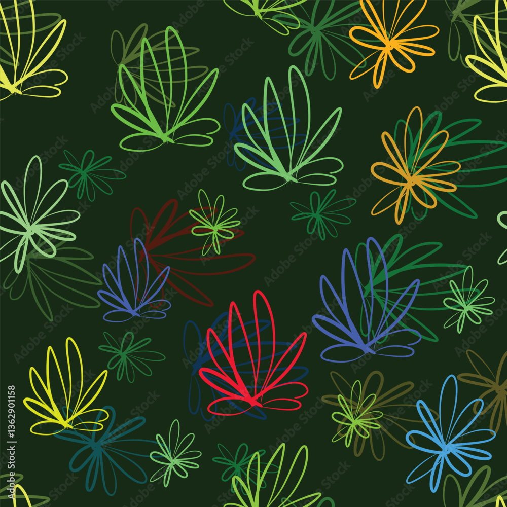 Fototapeta premium Printable seamless pattern of colorful flower and leaves