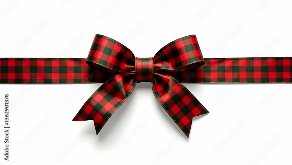 Green Red Plaid Ribbon and Bow Isolated on Transparent Background - Perfect for Christmas and Birthday Themes with Empty Space for Customization in Photo Stock Green Red Plaid Ribbon and Bow Isolated on Transparent Background - Perfect for Christmas and Birthday Themes with Empty Space for Customization in Photo Stock