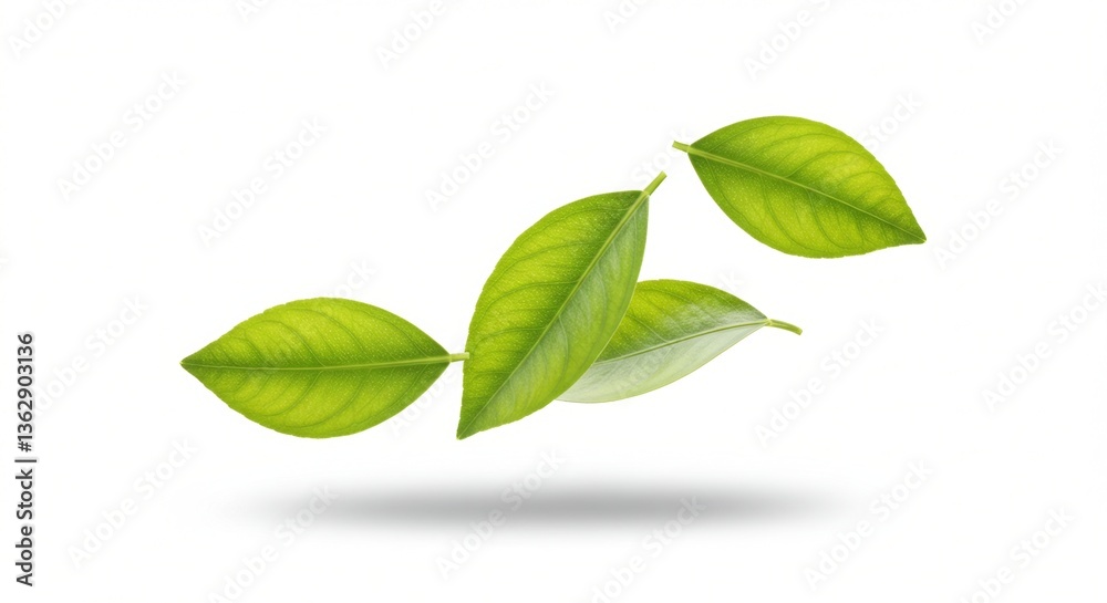 Fresh green leaves floating gracefully against a white background, symbolizing nature and vitality - leaf of lemon| lemon leaves Fresh green leaves floating gracefully against a white background, symbolizing nature and vitality - leaf of lemon| lemon leaves