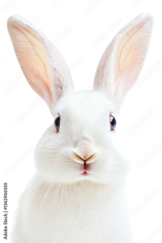 Obraz premium Isolated White Rabbit Headshot