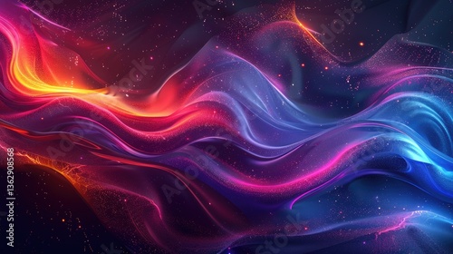 Abstract picture vivid color neon light with digital technology style design connecting become dynamic of electric wave movement represent about flowing of data or structure of network system. AIG51.