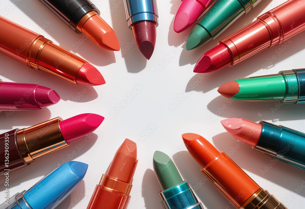 Obraz premium A collection of colorful lipsticks arranged in a circle