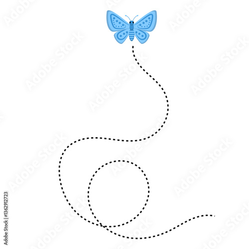 Cute Butterfly with Dotted Line