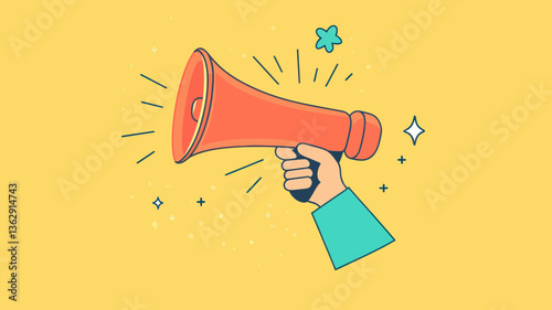 Hand Holding Megaphone Announcing Now Hiring Concept Illustration - Recruitment, Job Vacancy, Employment Opportunity, Staff Search, Hiring Announcement Vector