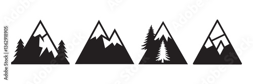 Mountain silhouette vector. Mountain icon set of various shapes. Vector illustration eps 10