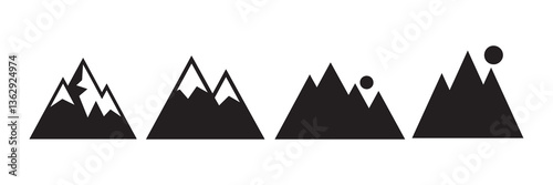 Mountain silhouette vector. Mountain icon set of various shapes. Vector illustration eps 10