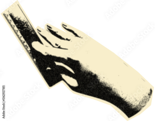 Hand holding a measuring ruler. Element for design.