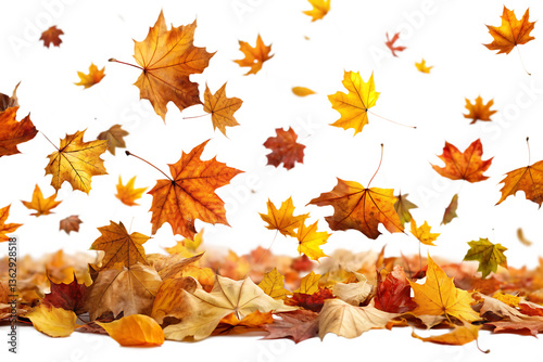  autumn leaves falling  isolated on white background PNG,AI GENERATED