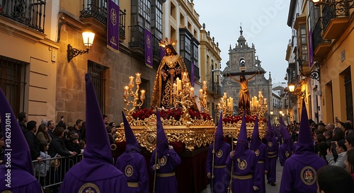 Processional of the Holy Week in a Spanish City