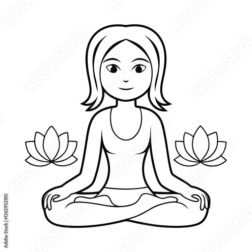 yoga woman vector coloring book