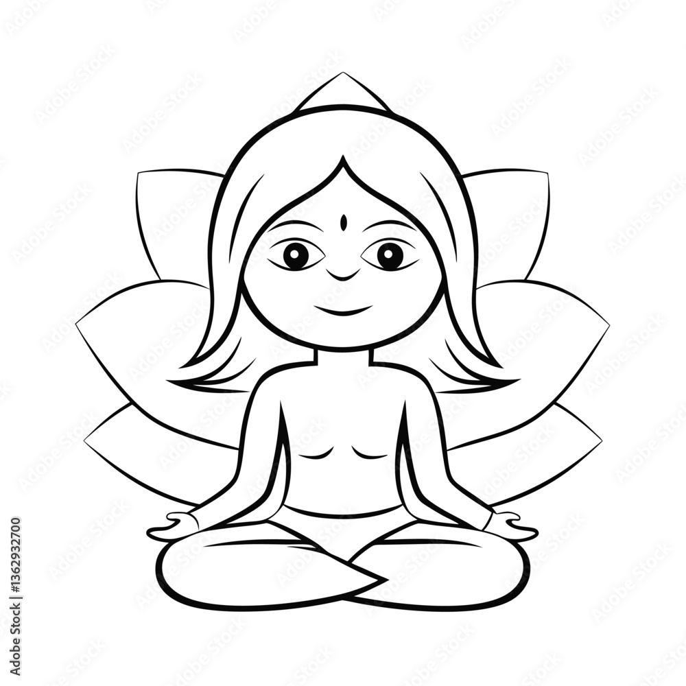 girl meditating on a white background coloring book girl meditating on a white background coloring book